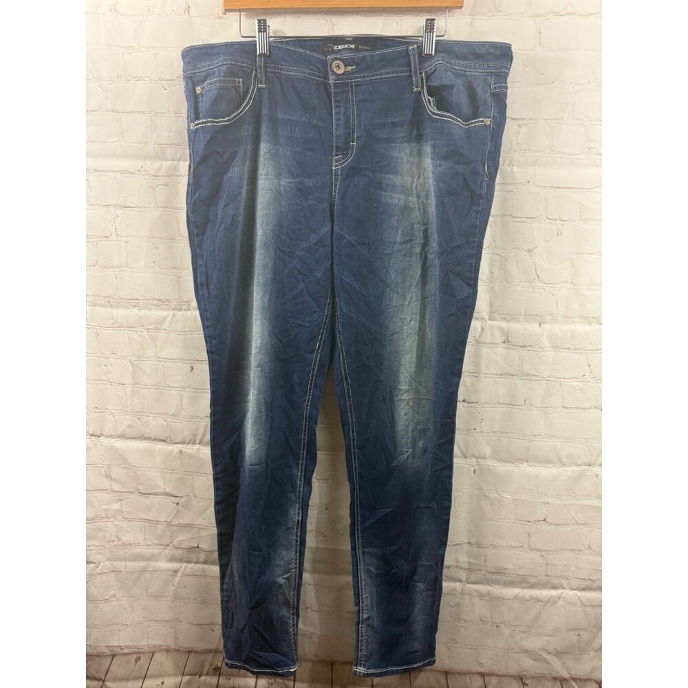 Jordache Skinny Jeans Womens Size 18 Blue Contrast Stitching Western Casual*READ